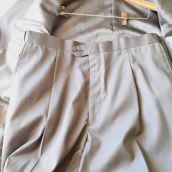 Wedding Tux FELLINI 2 Pc Two Buttons Jacket/Pants Wool Black Sz:44R/… - Picture 9 of 14